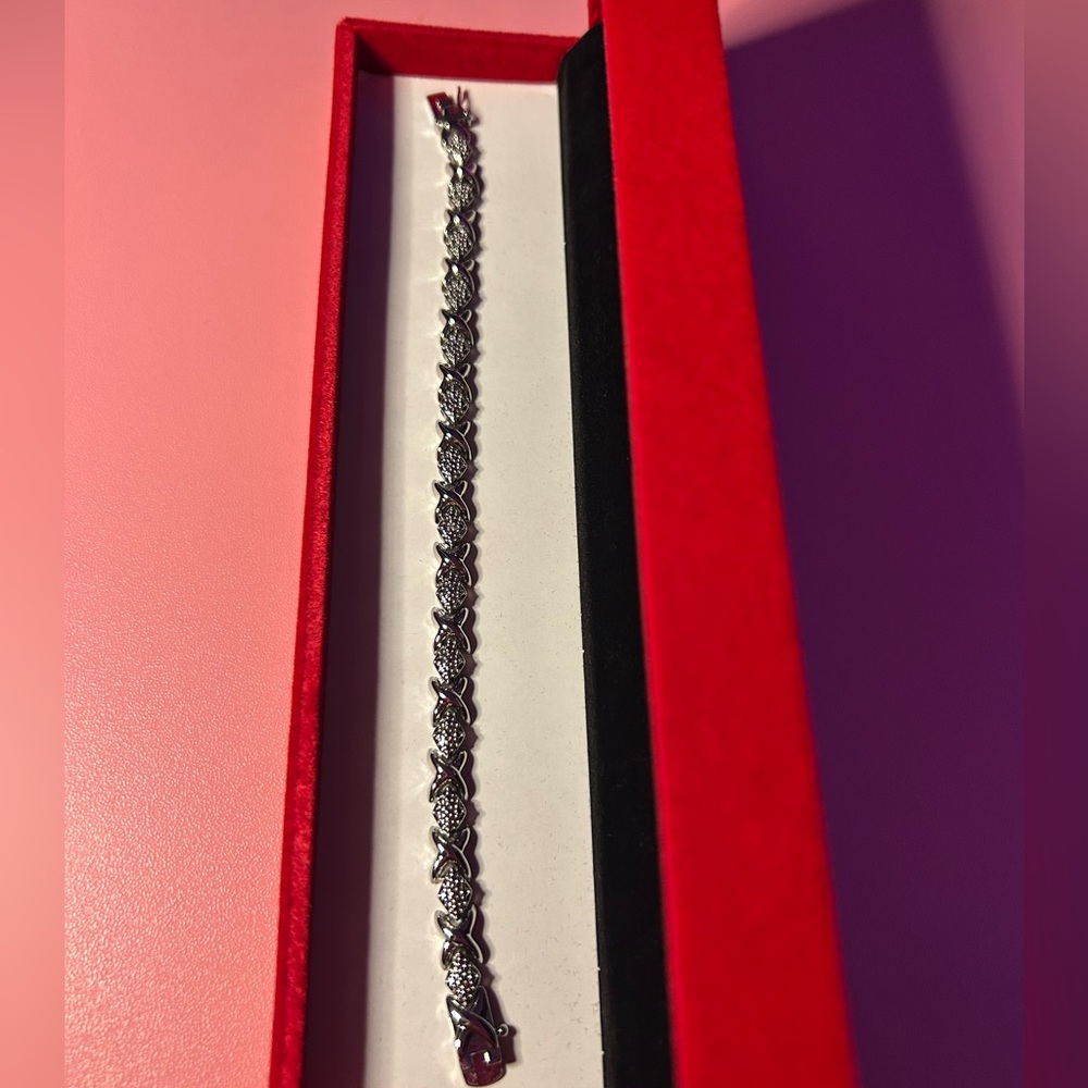 Criss cross diamond tennis bracelet